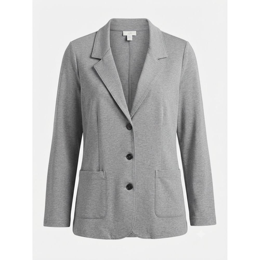J.Jill Gray Blazer Women's Large Cotton Spandex Casual Workwear Jacket Pocket